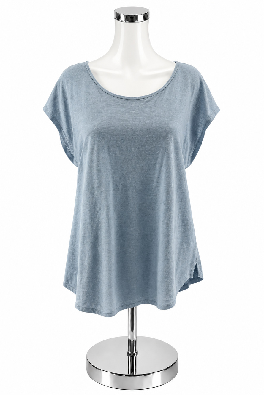 Sigrid Olsen Baby Blue 100% Linen Cap Sleeve Top Size XL